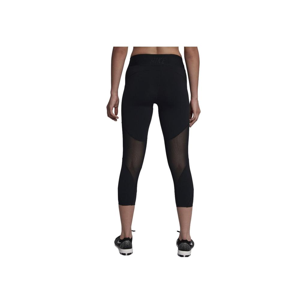 Nike Fly Lux Solid Logo High Waist Training Capris Women Bottoms Black 933628-010