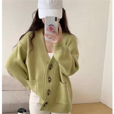 Φθινόπωρο 2025 Γυναικείο Πλεκτό Πουλόβερ Βασικό Μόδα Ζακέτα Μακρυμάνικη Φαρδιά Ροζ Καθημερινό Παλτό