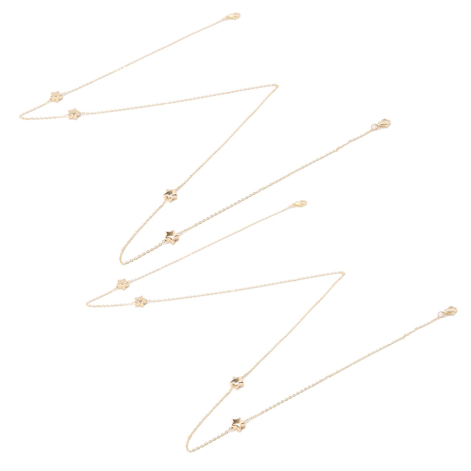 

2pcs Star Shaped Pendant Clavicle Chain Stylish Face Cover Chain Lanyard Jewelry Gift