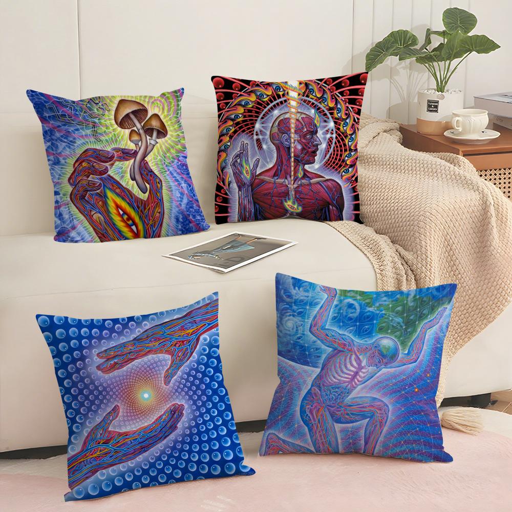 A-Alex G-Grey Trippy Cushion Cover Soft Short Plush Pillow Cover Smooth Cozy Texture Aesthetic Cushion Case Home Decor
