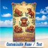 Cow Highland Theme Beach Towel Personalized Custom Name & Text Soft Quick Dry Beach Towel for Swimming Travel