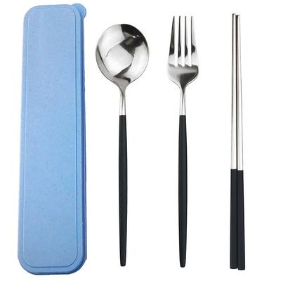 Travel Flatware Cutlery Set with Box Stainless Steel Dinnerware Set Chopstick Portable Fork Spoon Set Kitchen Tableware Set