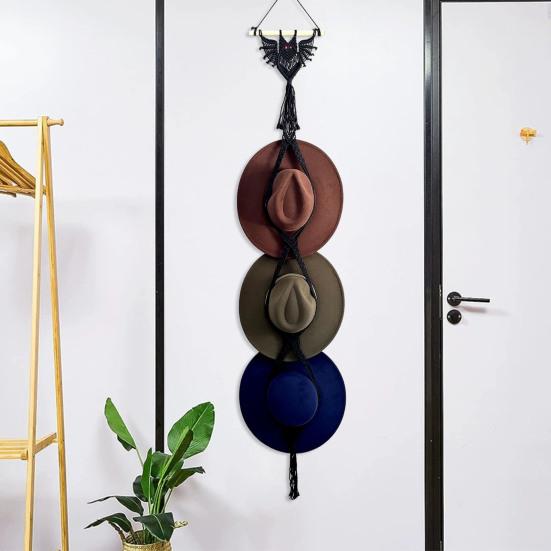 Hat Hanger Gothic Style Halloween Bat Shape Easy Installation Wall Mounted Cloak Rack Hand-Woven Baseball Cap Holder
