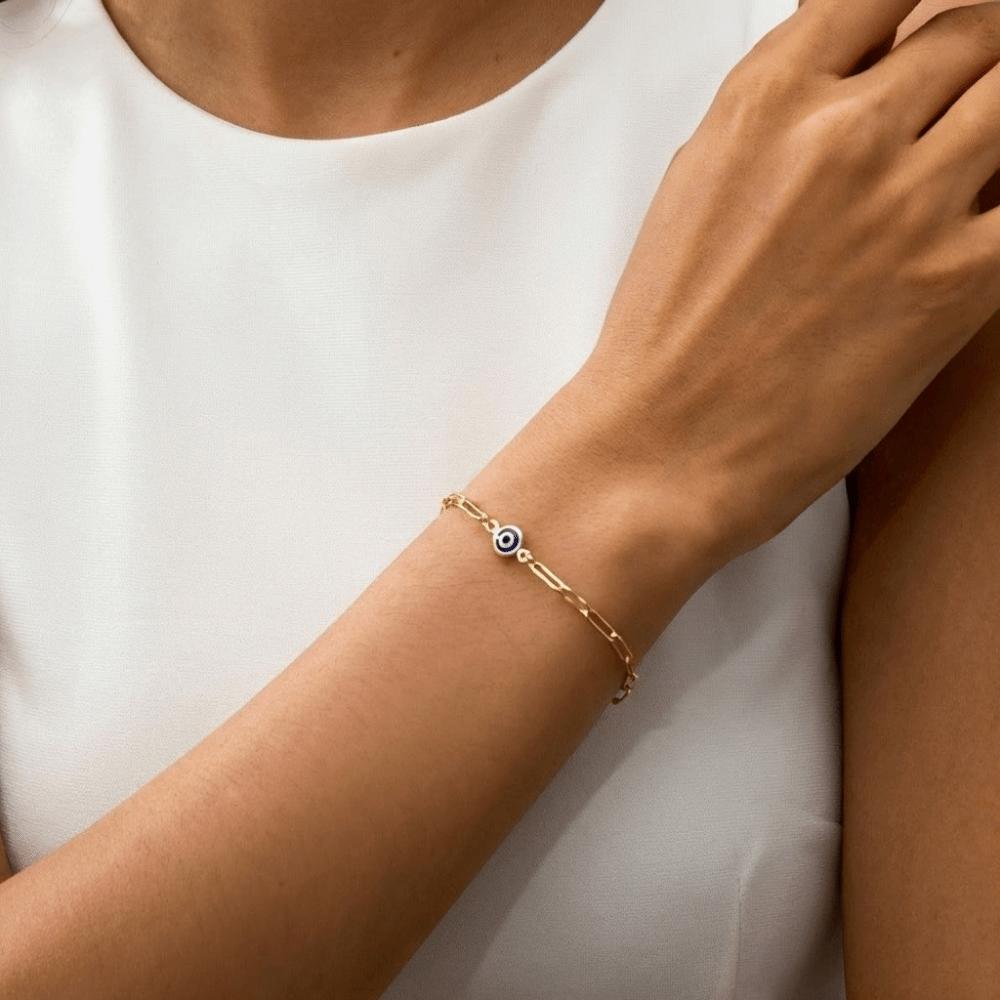 Elegant Turkish Blue Eye Bracelet Unique Adjustable Chain Bracelet Stainless Steel Bracelet  Gift