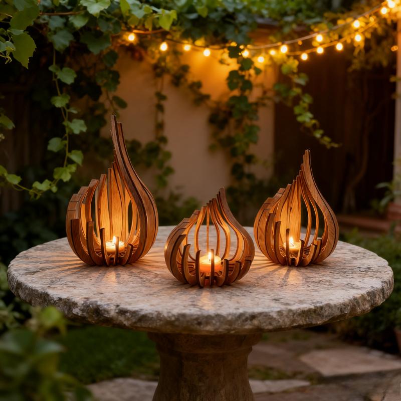 Artwork Streamline Wooden DIY Handmade Candle Holder Decoration Ornament Candle Holder, Creating A Warm Atmosphere