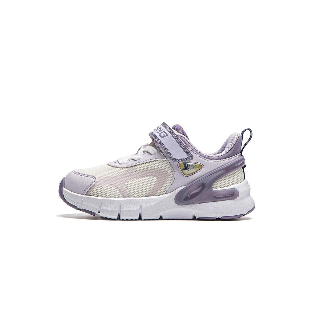 Li Ning Kids Sports Lifestyle Series Comfortable Versatile Lightweight Low-Top Casual Shoes Kids Sneaker Off-White Light-Purple YKNU062-2