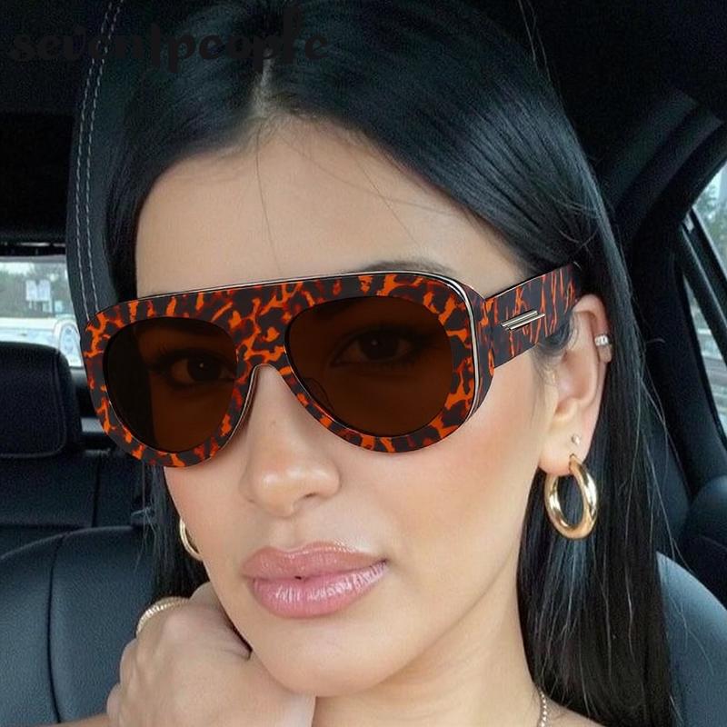 Oversized Y2K Punk Pilot Sunglasses Women Luxury Brand Vintage Shield Oval Sunglass Fashion Outdoor Toad Mirror For Ladies