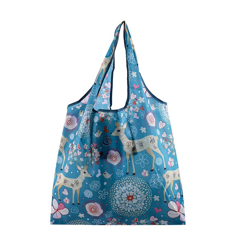 Reusable Shopping Bags Women Foldable Tote Bag Portable Cloth Eco Grocery Bag Folding Large Capacity Fruit Vegetable Handbags