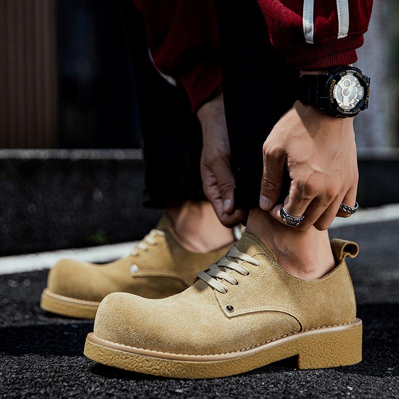 Tooling Derby Shoes Men's 2025 Original Design Big Head Shoes Men's Autumn Breathable British Style Thick-soled Heightening Casual Shoes