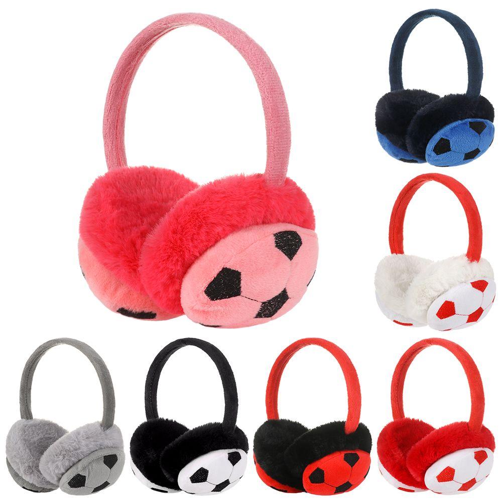 

Дитячі навушники з вишивкою для хлопчиків і дівчаток у футбол, пов’язка на голову, плюшева чорний/білий