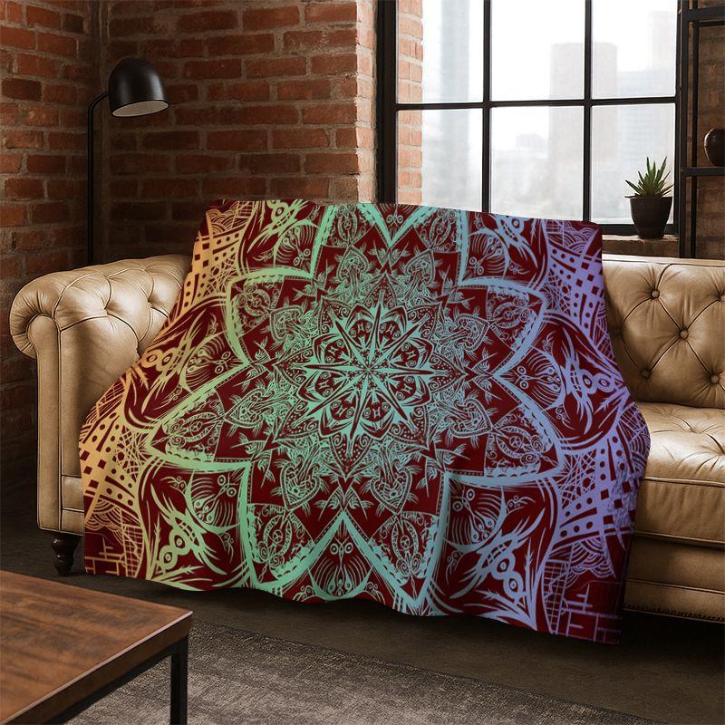 Bohemia Mandala Magic Flower Yoga Flannel Blanket Soft Warm Throw Blanket for Bedroom Living Room Bed Travel Camping Picnic Gift