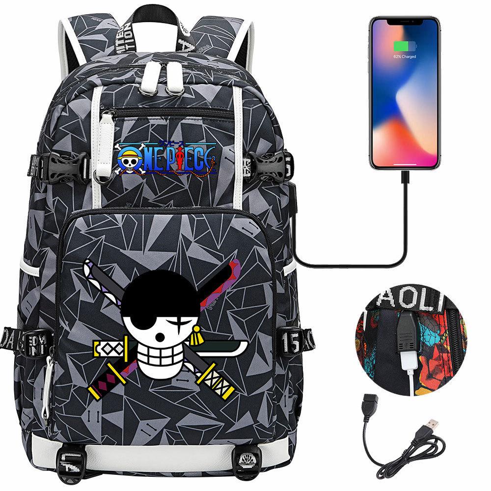 RiMan ONE PIECE Luffy Printed Teen Student School Bag Large Capacity Men's and Women's Leisure Travel Backpack