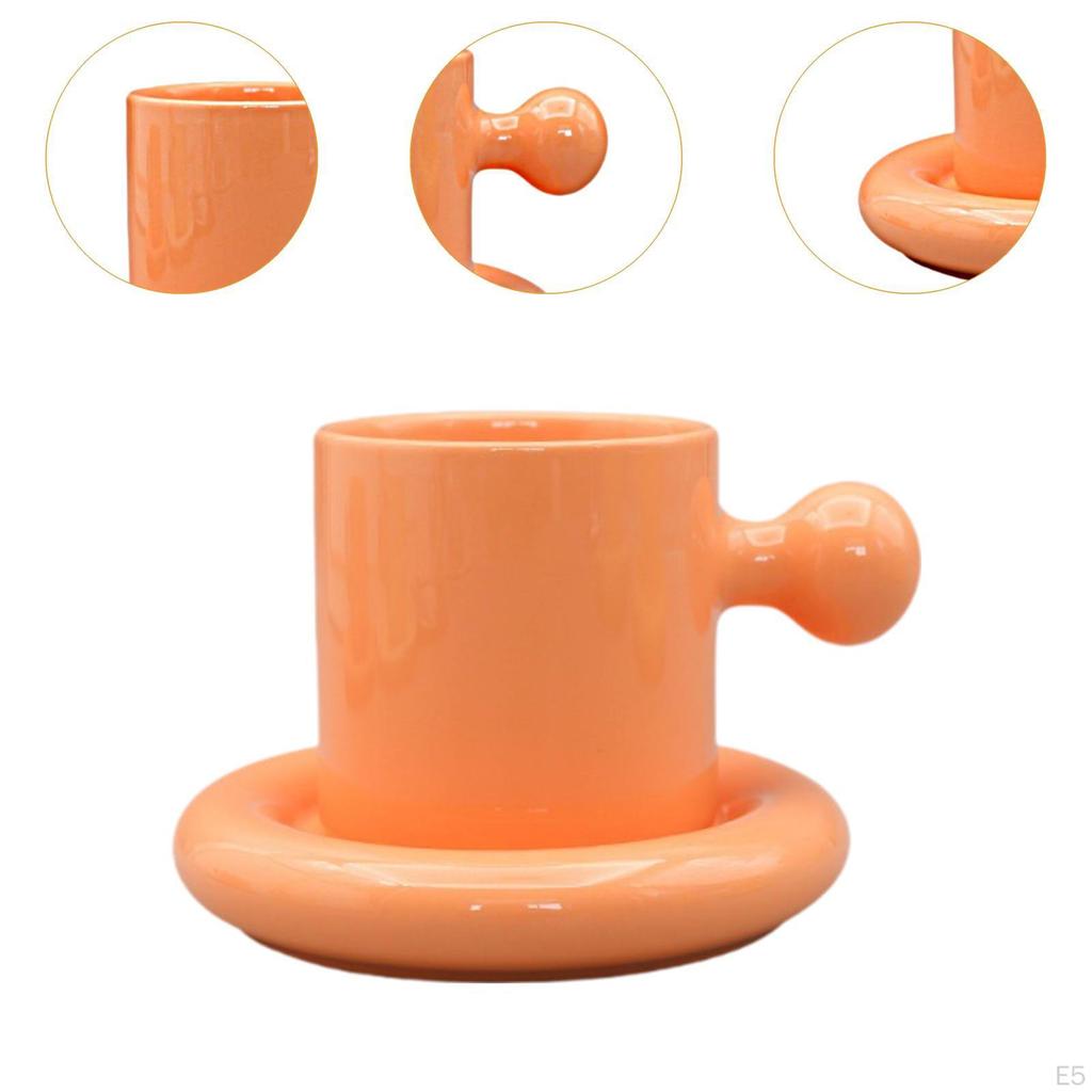 Set farfurii pentru căni dolofane, ceașcă de ceai 300 ml, ceașcă ceramică amuzantă, ceașcă de cafea pentru espresso acasă