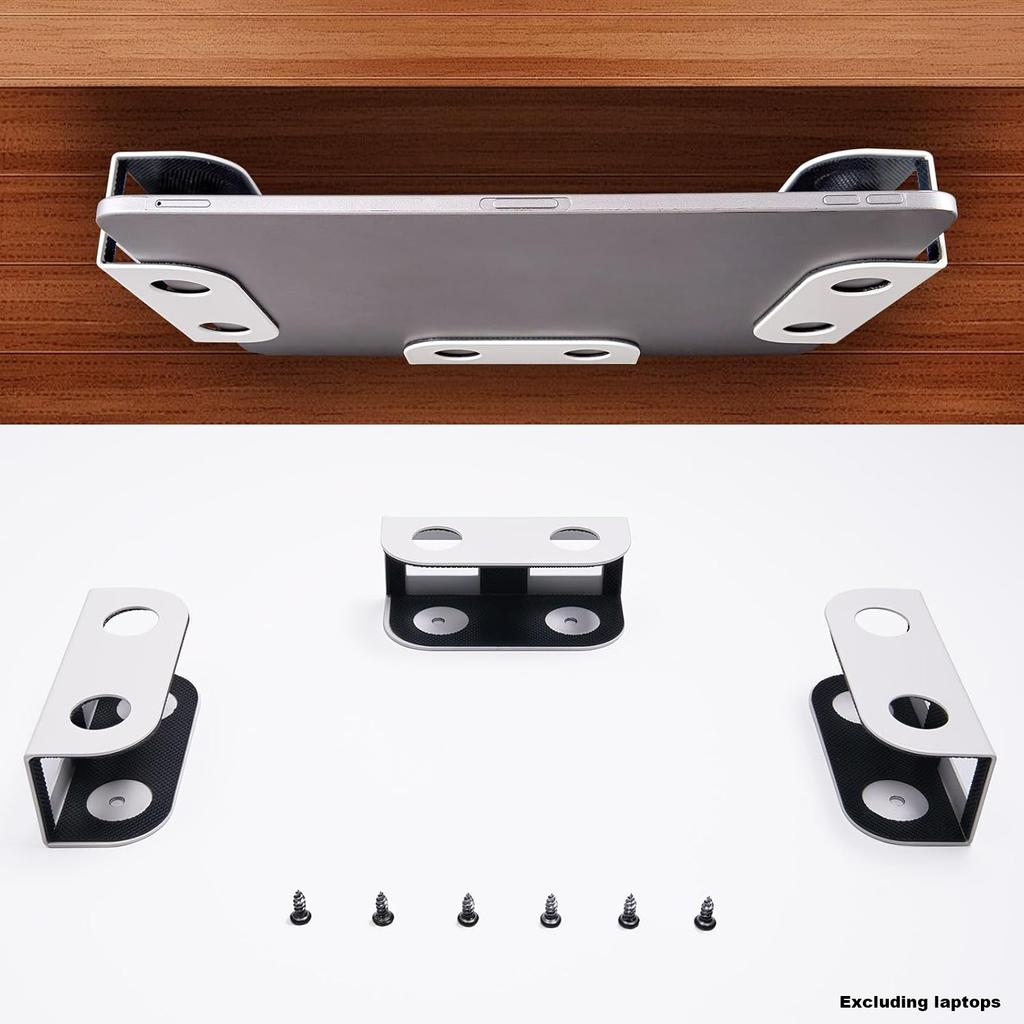 Under Table Laptop Storage Mount Metal Thickness 1.37" for MacBook No Trace Widened Design Protection Tray For Various Tables