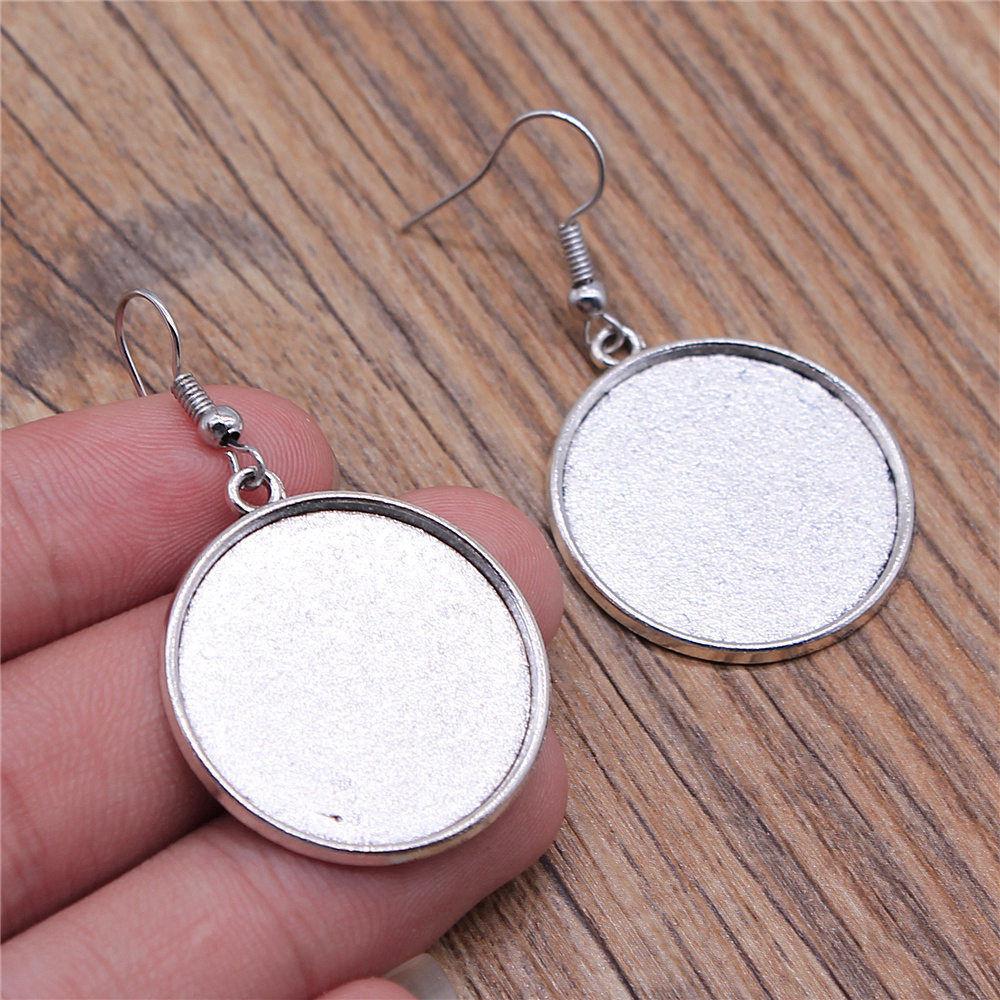 Drop & Dangle Earring Round Ear Hook Glass Cabochon Base Setting Tray Minimalist Jewelry ComponentsEarring Size 18x19mm QE025