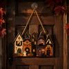 Decorative Wooden Pendant for Party Halloween House Hanging with Hemp Rope Wall Door Haunted Decoration Decoration, Castle Ornaments Pumpkin