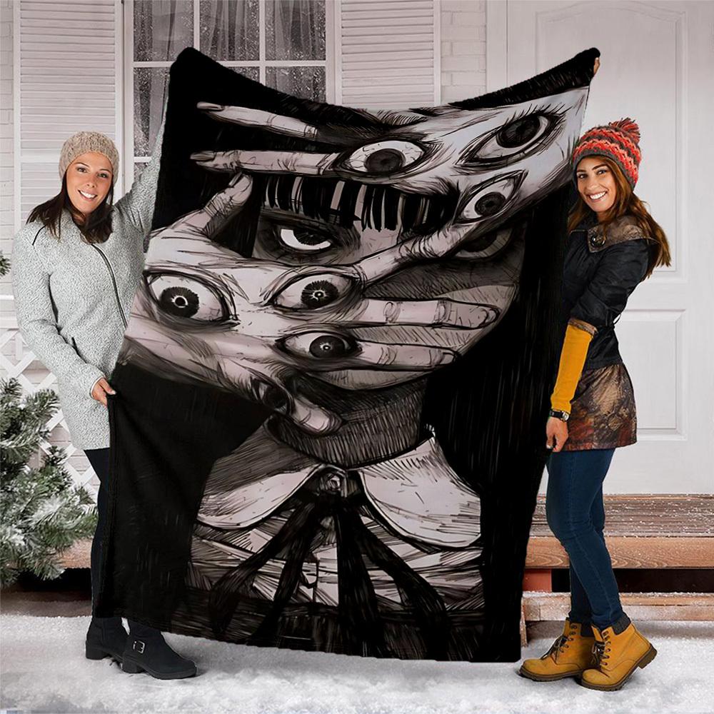 1pc Horror_Mask Outdoor Flannel Blanket Gift For Boys Girls Adults, Family Friends