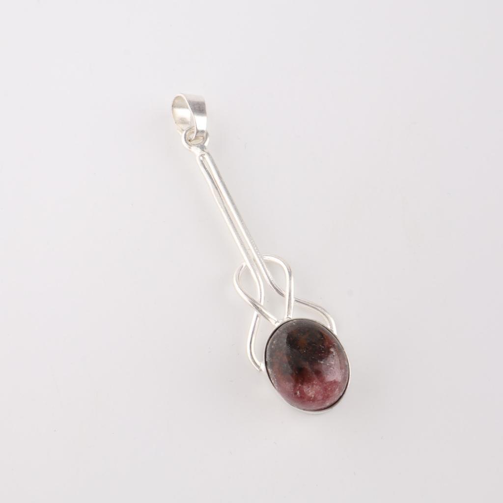 Black Rhodonite Gemstone 925 Sterling Silver Jewelry Handcrafted Pendant 1.79" PP-60-38