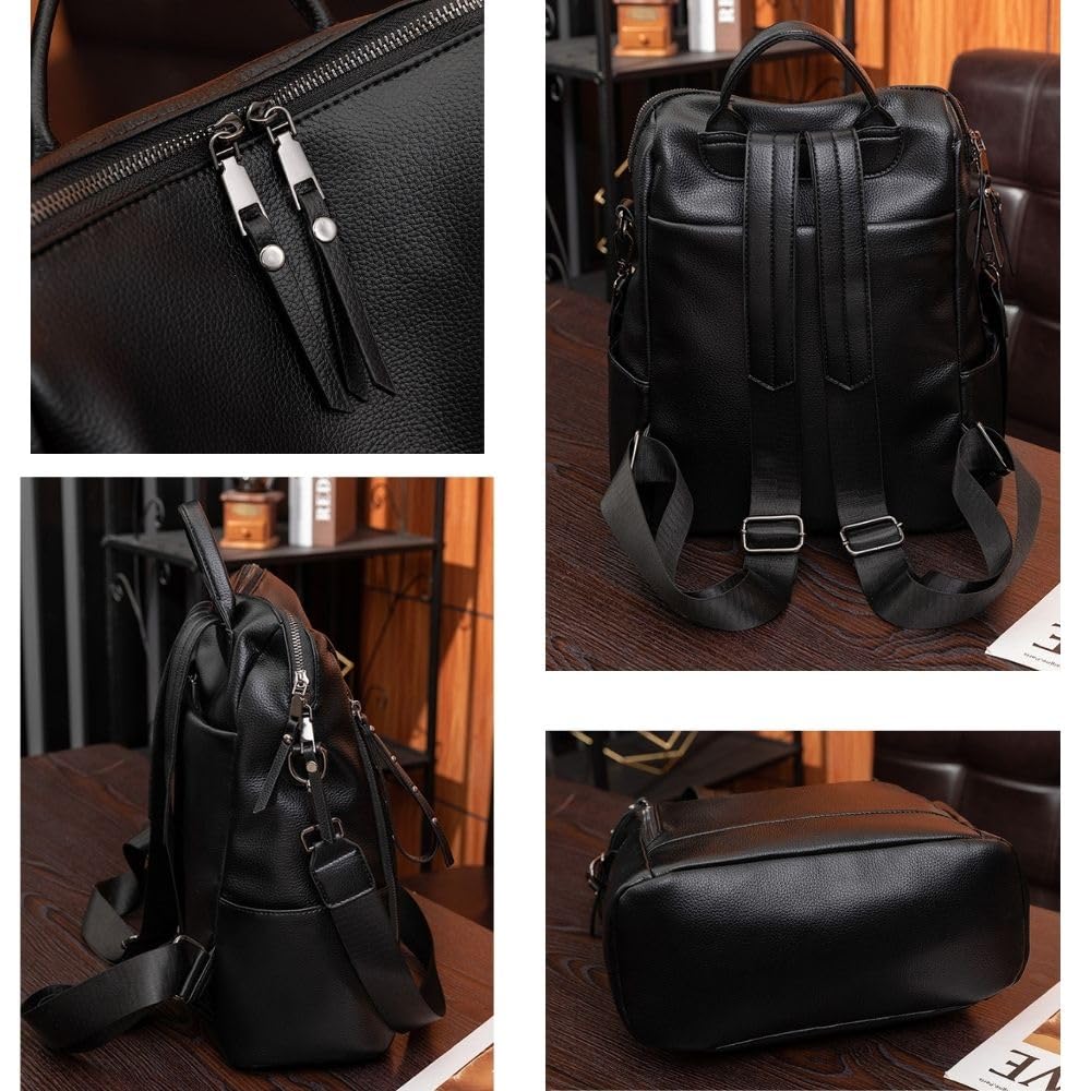 Homarina Women's 2-Way Shoulder Bag Backpack, PU Leather, A4 Size, Lightweight, Business Backpack, Perfect for Commuting, School, and Casual Use
