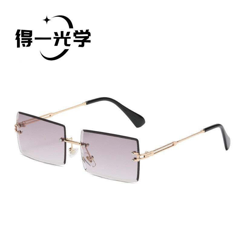 New diamond trimmed small frame rimless square sunglasses sunglasses sunglasses UV protection sunglasses