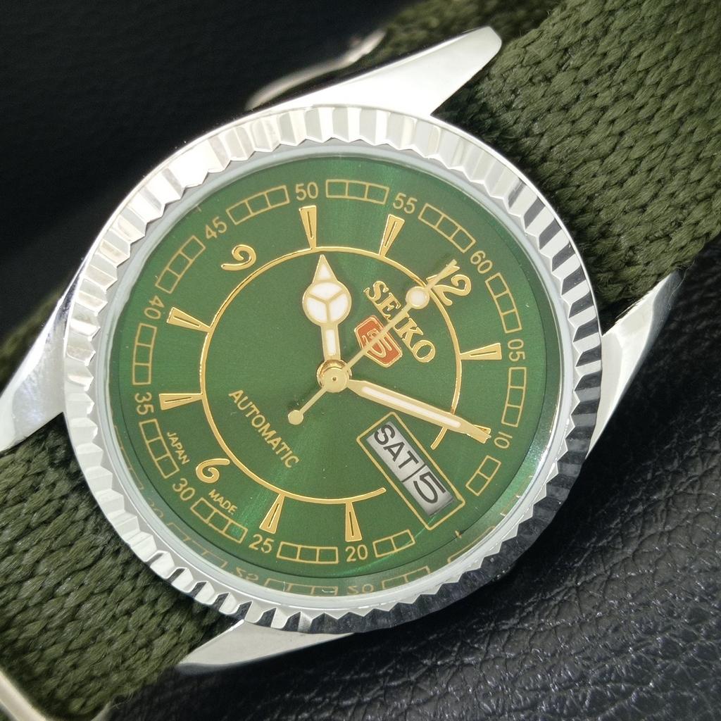 ВИНТАЖНЫЕ ОТРЕМОНТИРОВАННЫЕ МУЖСКИЕ АВТОМАТИЧЕСКИЕ ЧАСЫ SEIKO 5 ЯПОНИЯ ЗЕЛЕНЫЙ ЦИФЕРБЛАТ a443303-5