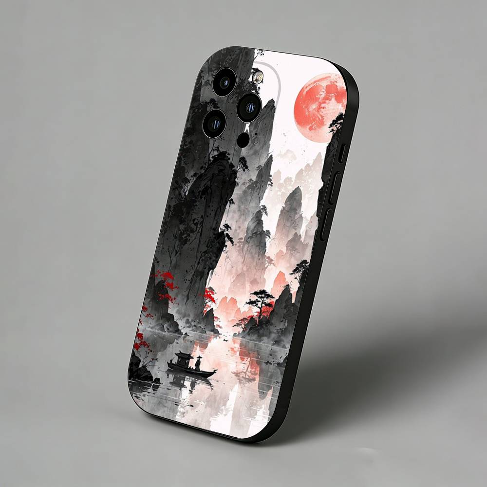 Ink Wash Landscape Phone Case for iPhone 17 Air 16 Pro Max 16e 15 Plus 14 13 Mini 12 11  Back Cover