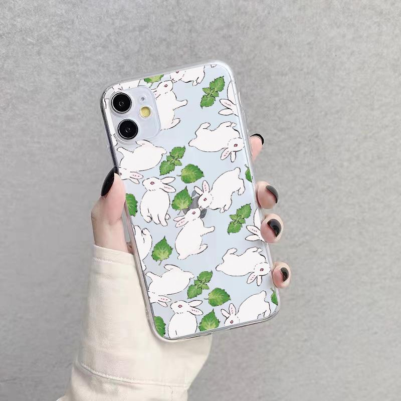 Cartoon Cute Rabbit Animal Clear Phone Case for Iphone 7 8 Plus SE 2020 11 12 13 Pro Max X XS MAX XR Back Soft Transparent Cover