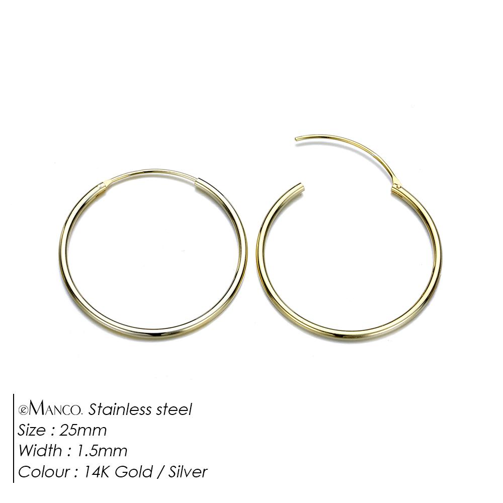 eManco Fashion Gold Size Circle Earrings Women's Jewelry Accessories Classic Stainless Steel Earrings Wholesale