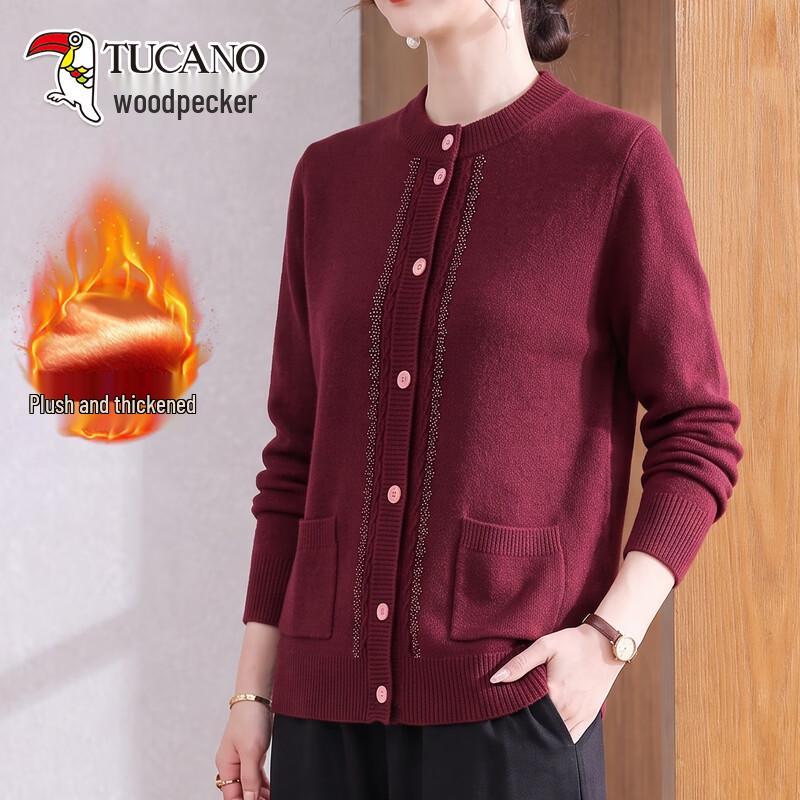 Tucano Women's Fleece-Lined Crew Neck Cardigan Sweater