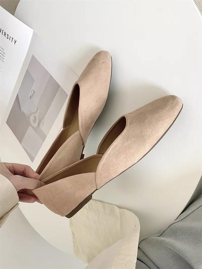 Fashion Women Suede Loafers Flat Heel Shallow Female Shoes Spring Summer Square Toe Basic Concise Women Loafers Casual Slip on Boat
