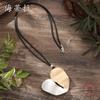 New Two-color Brushed Love Leather Rope Long Pendant, Personalized and High-end Women's Heart-shaped Sweater Chain Necklace