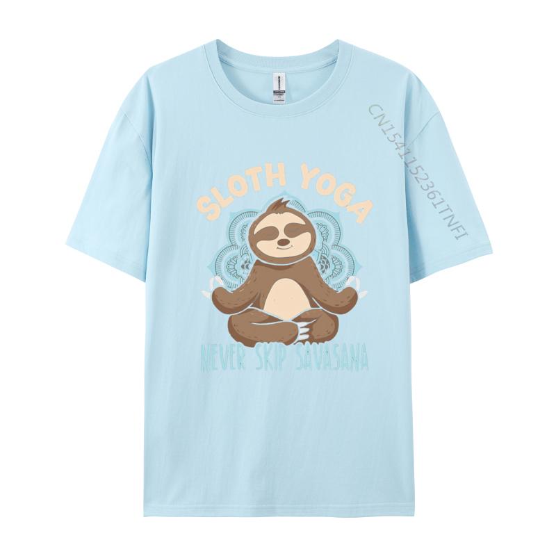 Sloth Yoga Never Skip Savasana Fitnes Tshirts Men Cotton Printing TShirt Fashion Tshirt Gothic Animes