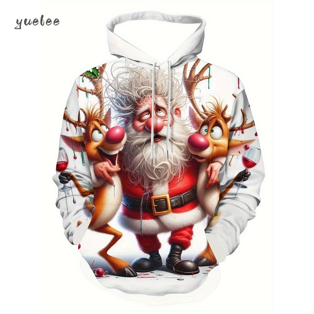 Santa Claus Graphic Print Hoodies Men Women Fashion Christmas Hoodie Sweatshirt Snowman Tracksuits Men clothing Winter Falls