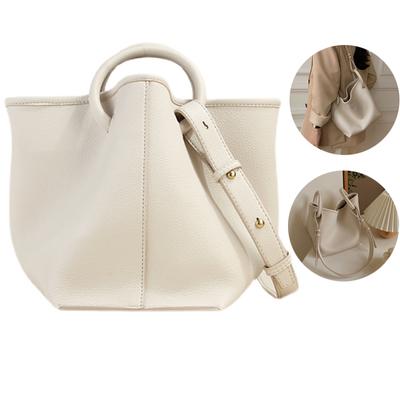 Women's Tote Bag Soft Leather Versatile One Shoulder Diagonal Straddle Bag Fashion Bucket Handbag