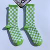 Cotton Sports Street Female Women Hosiery Checkered Socks Middle Tube Socks Korean Style Socks