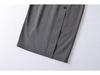 Women's Gray Seven-Sleeve Waist-Cinched Elegant Square Neck Slim Fit Retro Dress for Spring/Summer