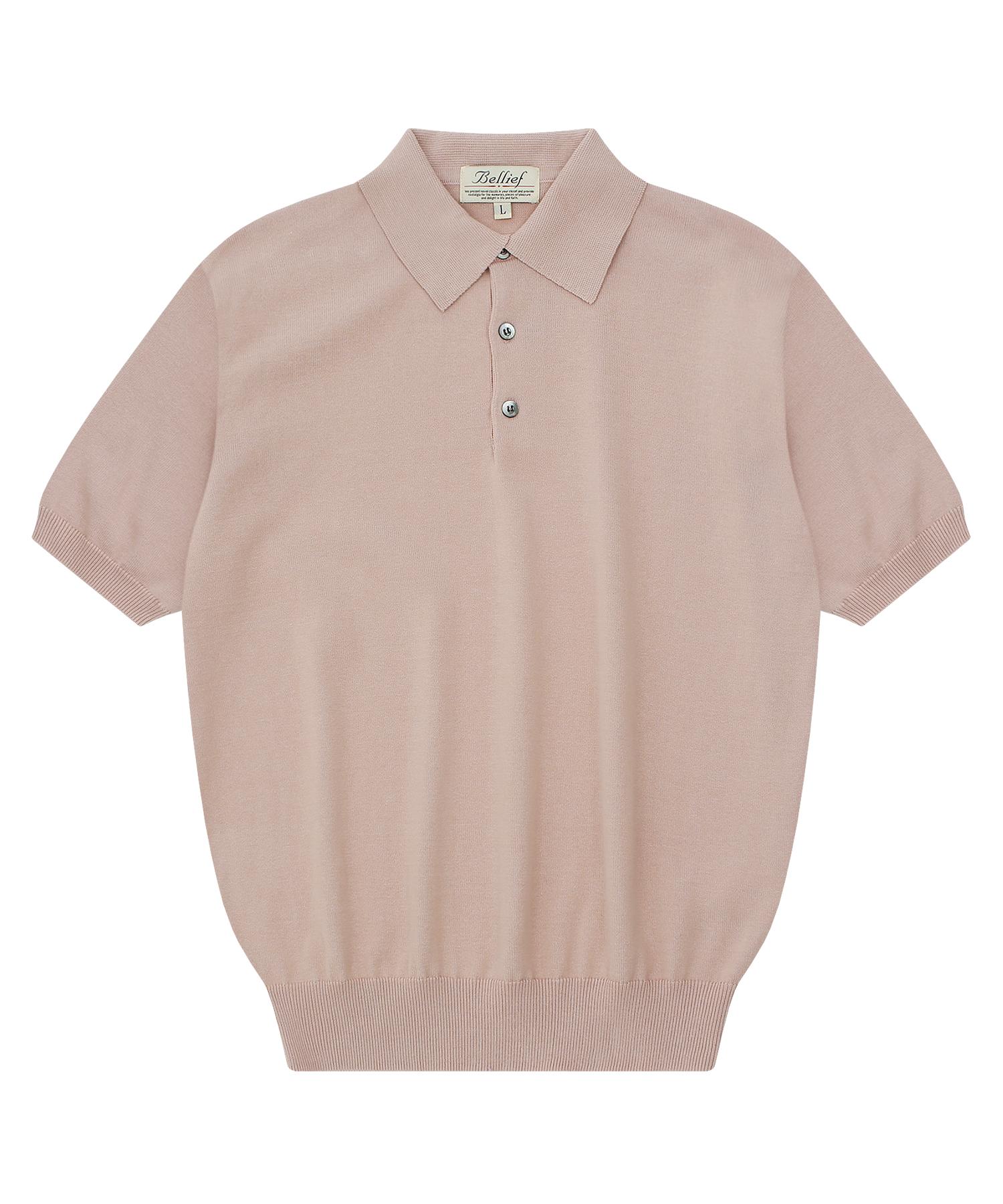Belief Essential Short Sleeve Polo Knit (Pink) M
