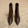 Vintage Pointed Toe Thick Heel Women Ankle Boots New Autumn Winter Female Shoes Street Style Banquet Party Short Botas Mujer
