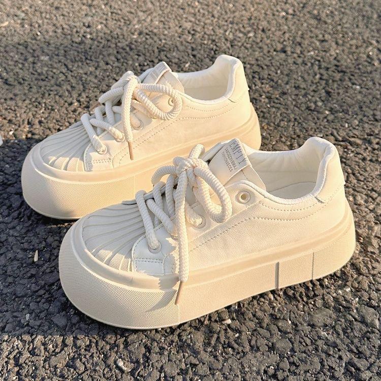 Shell head board shoes women's platform heightening white shoes 2025 spring new shoes versatile niche trendy casual women's shoes