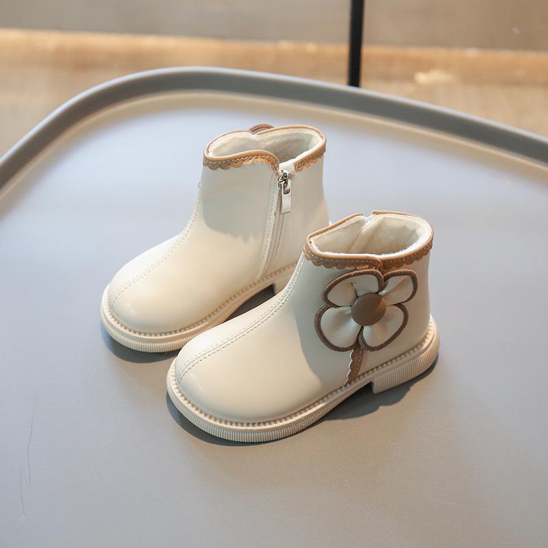 Girls' Velvet Cotton Boots Autumn and Winter Children's Warm Short Boots Girls Boots