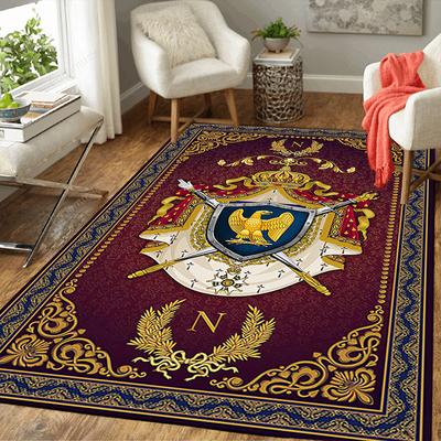 1Pc Royal Crest Rug, Office Carpet Indoor Outdoor Doormat, Non-Slip Soft, Living Room, Christmas Halloween Gift. Em92812