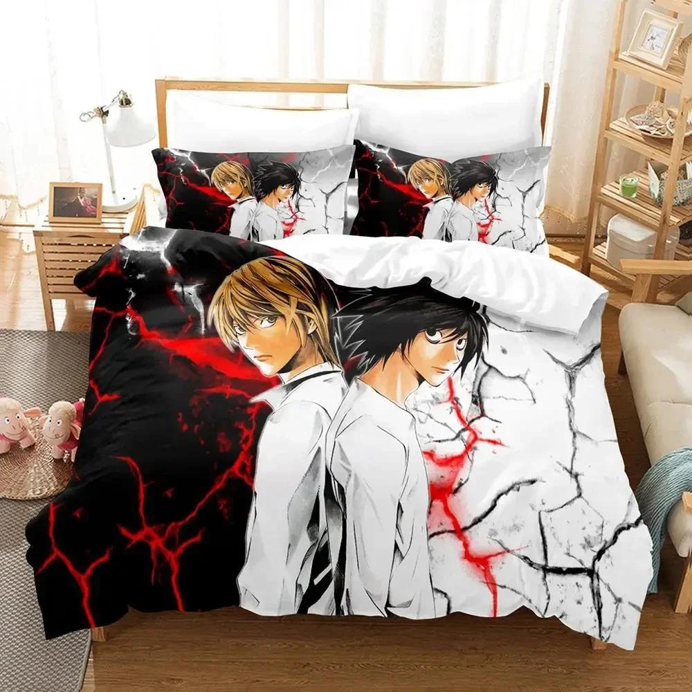 3D Print Death Note Anime Bedding Set Boys Girls Twin Queen King Size Duvet Cover Pillowcase Bed Boys Adult Home Textileextile