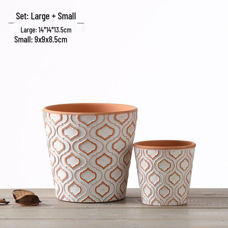 Red Clay Breathable Minimalist Terracotta Flower Pot with Feet for Succulents and Pothos - Round Design, Free Shipping