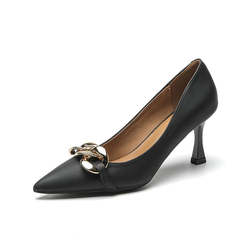 Thin heels pointed high heels women's spring and summer 2025 new metal buckle temperament comfortable and versatile, not tired of high heels