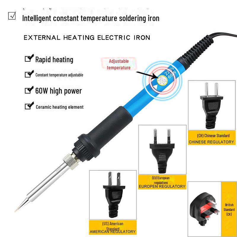 14-Piece Electric Soldering Iron Kit with High-Temperature Internal Heating and Multi-Function Tools in a Portable PU Cloth Bag