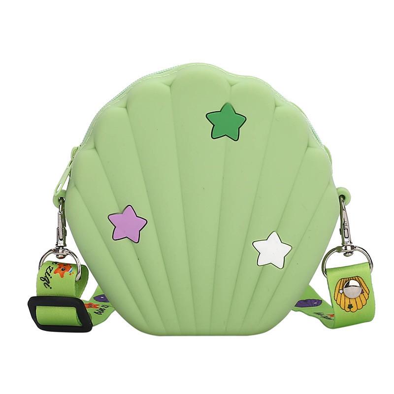 

Adorable Miniature Silicone Shell Shaped Children s Crossbody Bag For Boys And Girls зелений