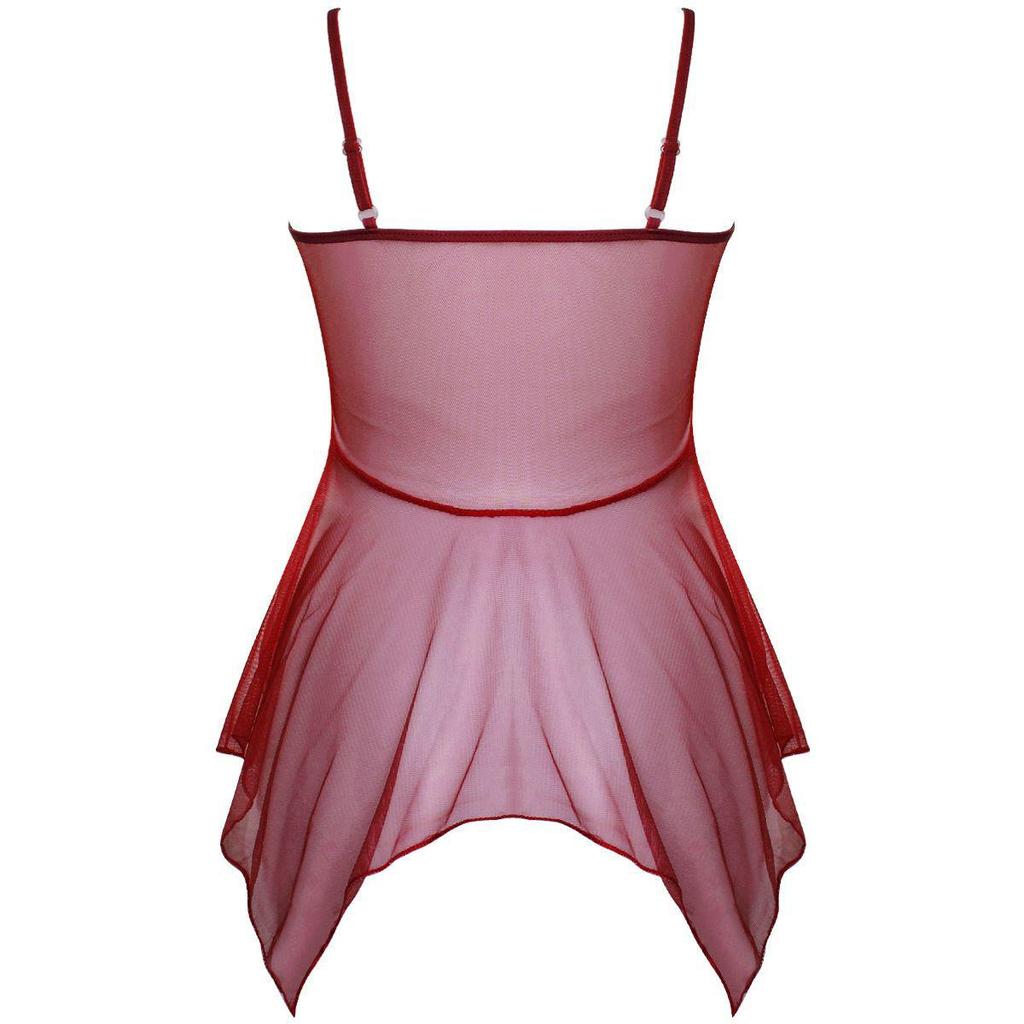 European & American Lace Mesh See-through Sexy Nightgown