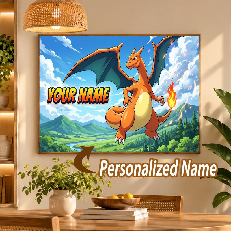 Charizard Custom Name Diamond Painting Personalized 5D Full Drill DIY Diamond Art Home Decor