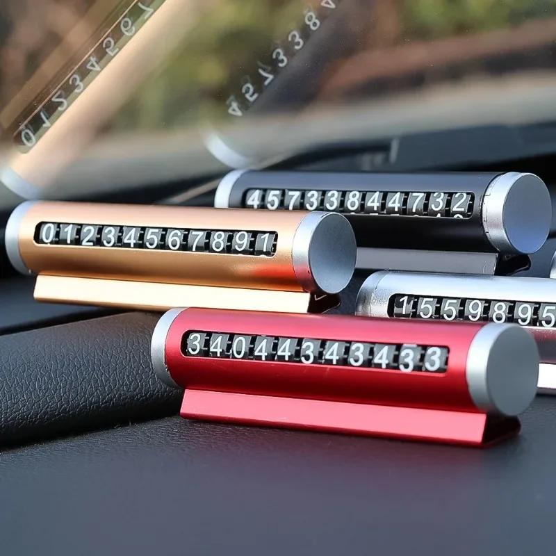 Car Phone Number Plate Temporary Parking Card Aluminum Stickers Rotate Park Stop Temporary Parking Card Auto Accessories