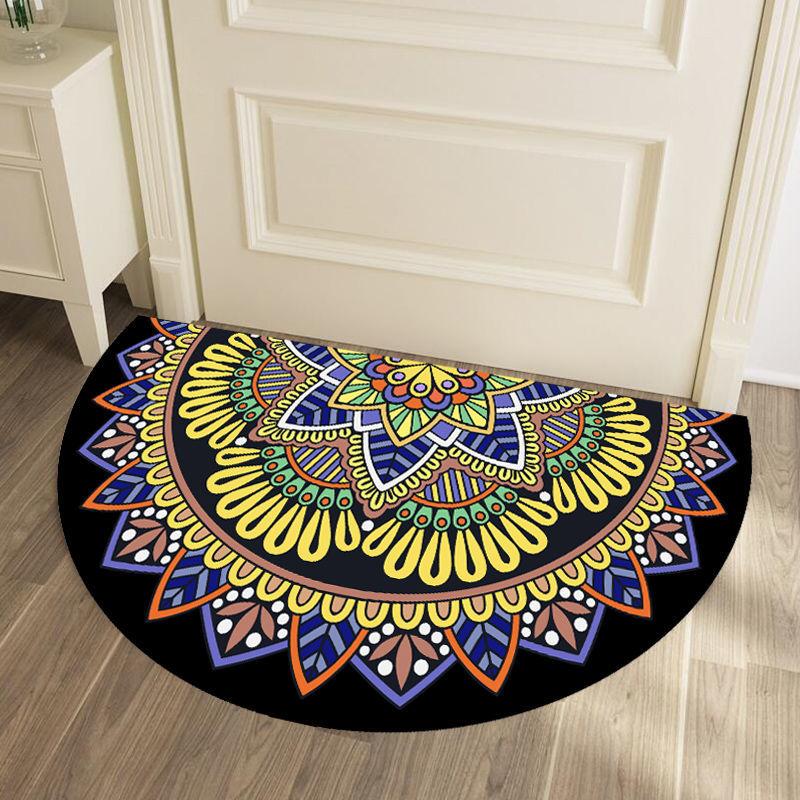 Nordic Entrance Doormat Anti Slip Floral Door Floor Mat Indoor Half Round Welcome Mat Bathroom Hallway Carpet Kitchen Area Rugs